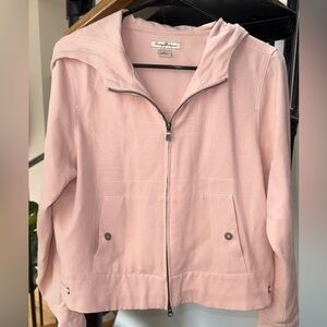 VINTAGE Tommy Bahama  Hooded Jacket Womens S( 4-6)Silk Pink  Full Zip
